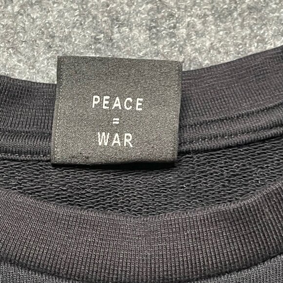 Defend Paris Mens Fleece Sweatshirt Black Crew Neck Long Sleeve Streetwear M - Picture 3 of 10